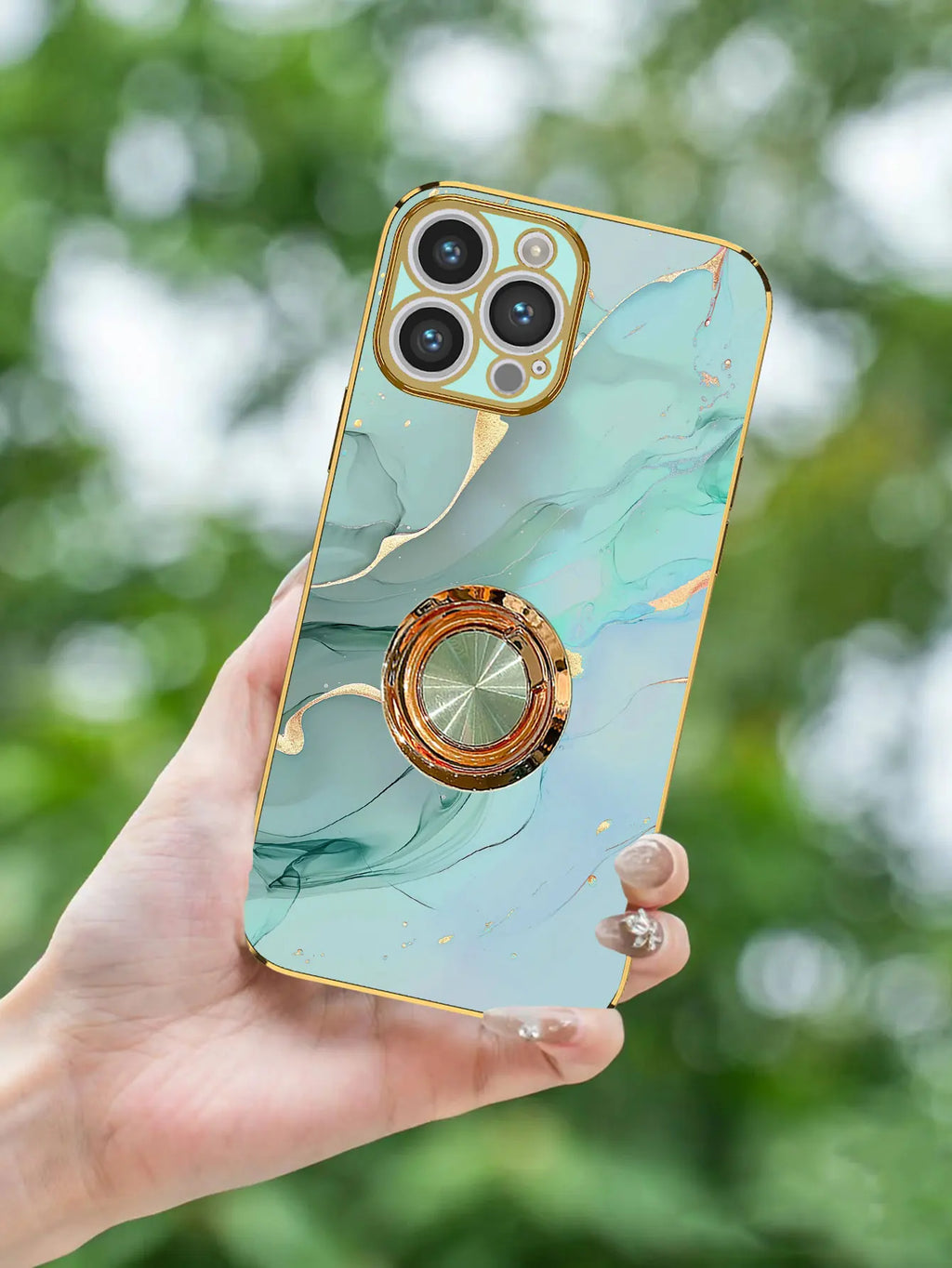 Luxury Plating Marble Pattern Ring Holder Phone Case For iPhone 17 16 15 14 Plus 13 12 Mini 11 Pro Max X XS XR 7 8 SE Back Cover