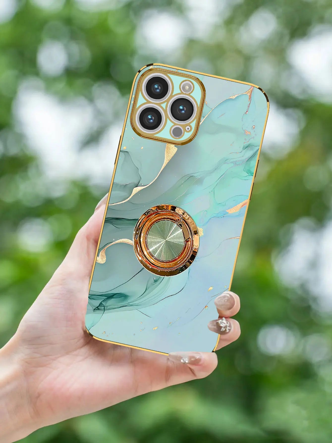 Luxury Plating Marble Pattern Ring Holder Phone Case For iPhone 17 16 15 14 Plus 13 12 Mini 11 Pro Max X XS XR 7 8 SE Back Cover
