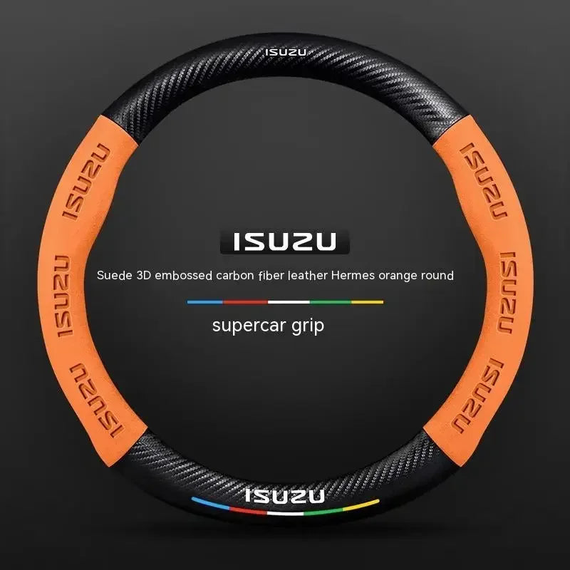 Suede Carbon fiber anti-slip Car Steering Wheel Cover For ISUZU D-MAX V-CROSS mu-X TAGA  Interior fittings CM World