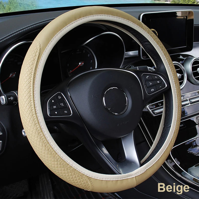 Universal Car Steering Wheel Cover Microfiber Leather Protection Cover Anti Slip Breathable for 37-39cm Steering Wheel Protector CM World