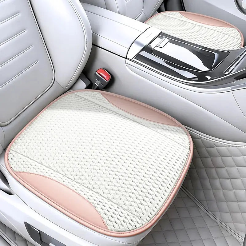 Hollow Mesh Sandwich Mesh Universal Car Seat Cushion Stitched with Premium Nappa Leather Edging Breathable and Comfortable Gifts Car Mobile World
