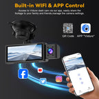 3 Channel WiFi 4K Dash Cam Front and Inside DashCam 1080P Rear Camera Night Vision 24H Parking Car DVR Black Box Support GPS Car Mobile World