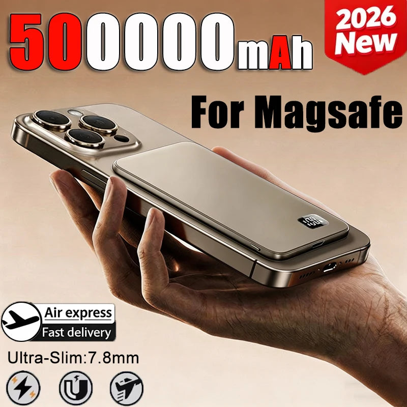 3 IN 1 Power Bank For MagSafe 50000mAh Slim Magnetic Wireless Power Bank 22.5W External Battery For iPhone Samsung 2026 Car Mobile World