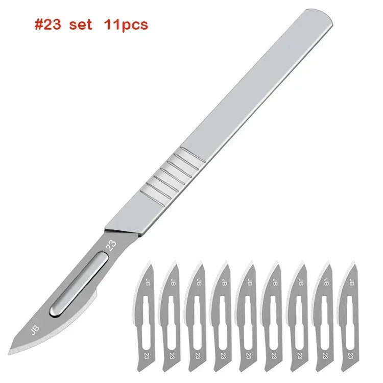 Carbon Steel Carving Metal Scalpel Knife Handle Blades Number 11 23 Surgical Medical Practicing Cutting Sculpting Repairing Tool CM World