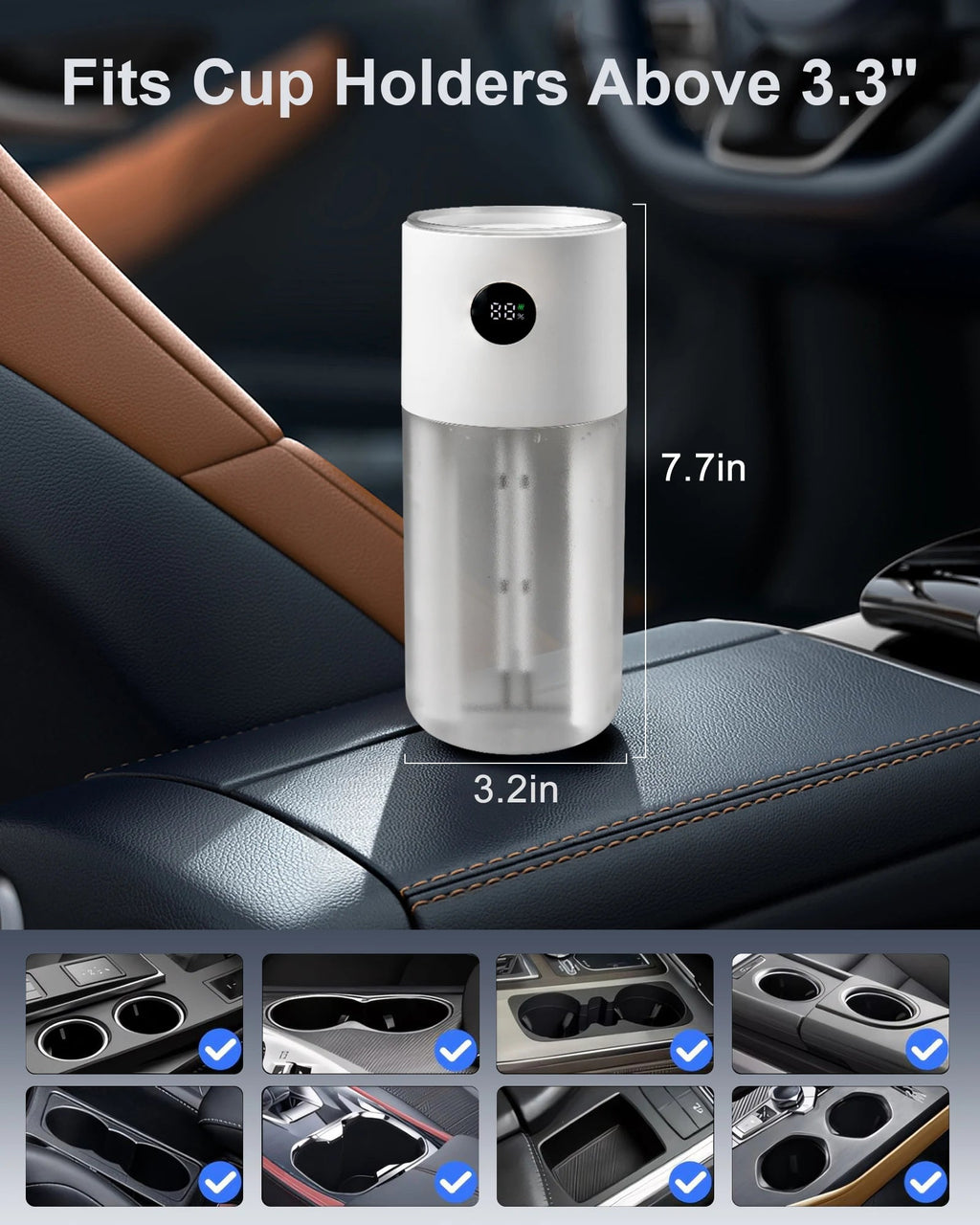 Eary 500ml USB Mini Car Humidifier Aromatherapy Air Freshener for Essential Oils 3000mAh Portable Auto Home Bedroom Office Use CM World