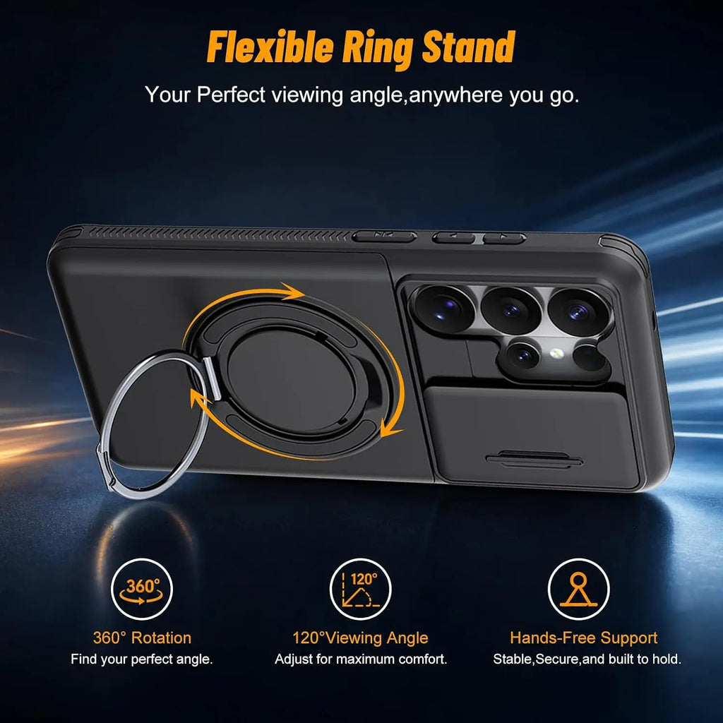 Case For Samsung Galaxy S26 Ultra S25 A57 A36 A27 Wallet Card Holder Ring Kickstand Slide Camera Military-Grade Protection Cover