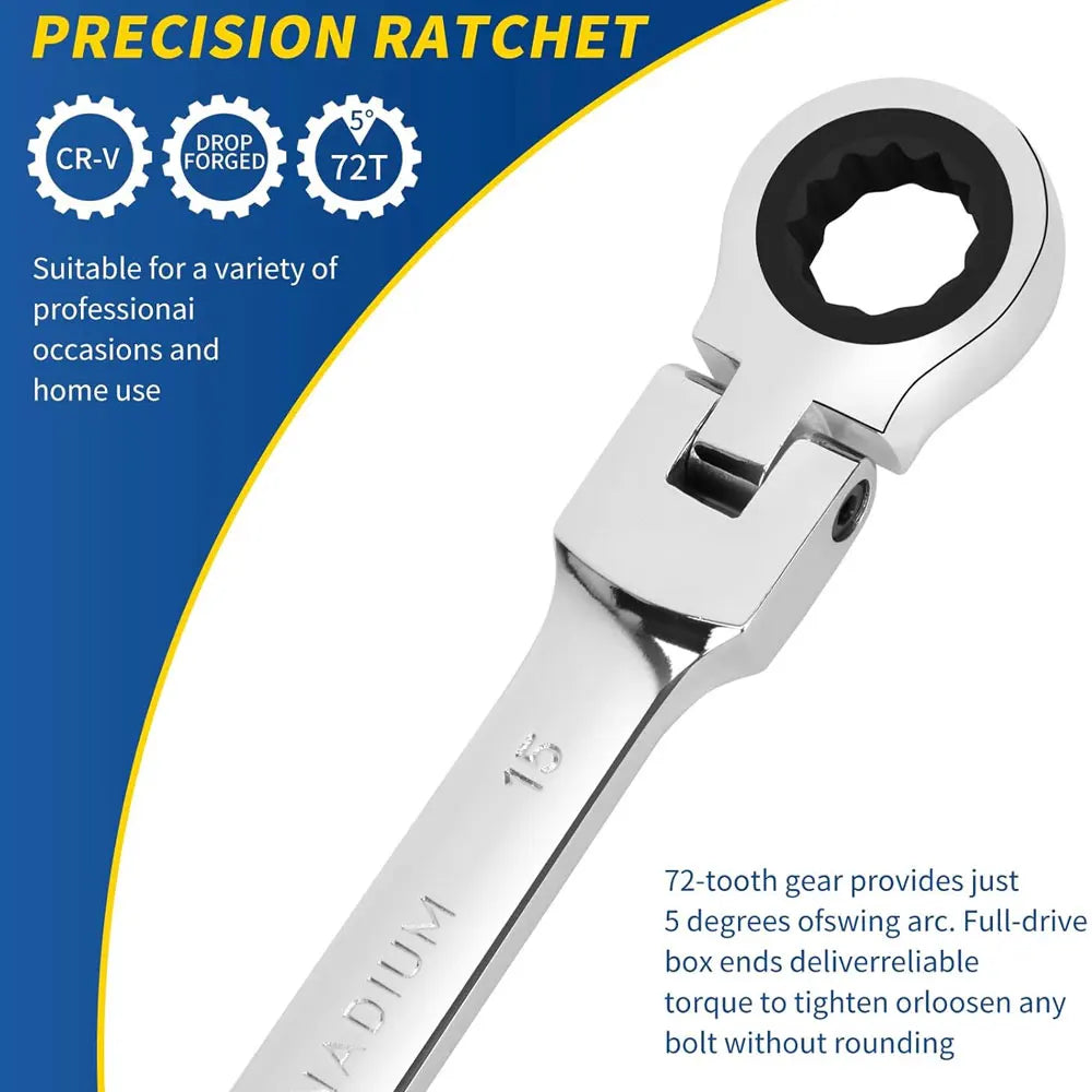 1pc 6mm-32mm 72-Tooth Ratcheting Wrench Spanner Socket Tool Flexible Reversible Head Combination Ratchet Wrench Universal keys C