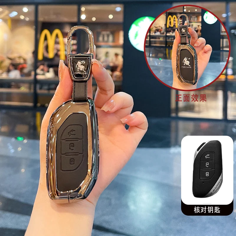 Car Key Case Bag Holder Key Protective Cover For Dongfeng Fengxing Forthing T5 EVO 2021 Keychain