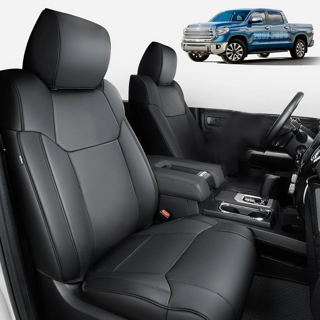 For 2007-2025 Toyota Tundra Crew Max Double Cab Hybrid Custom Fit Car Accessories Seat Covers 5 Seats Top Quality Leather CM World