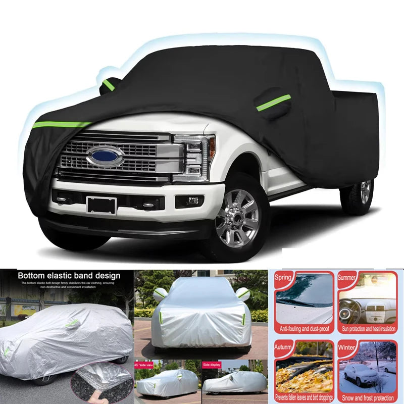 Outdoor Waterproof Car Covers for Ford F-150/F-250 Super Crew Cab 5.5ft Short Bed With Zipper Wind Sun UV and Dust Protection Car Mobile World