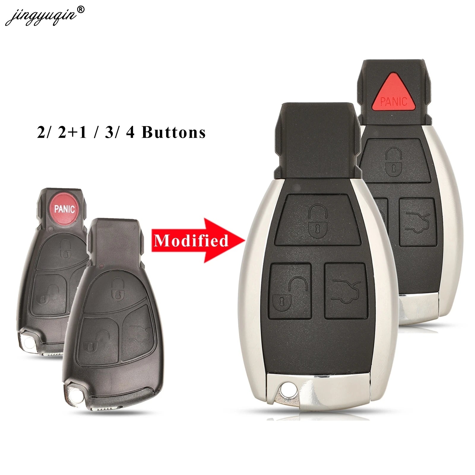 jingyuqin 2/3/4 Buttons Car Key Shell For Mercedes Benz B C E ML S CLK CL Modified Replacement Smart Auto Key Case Upgrade CM World