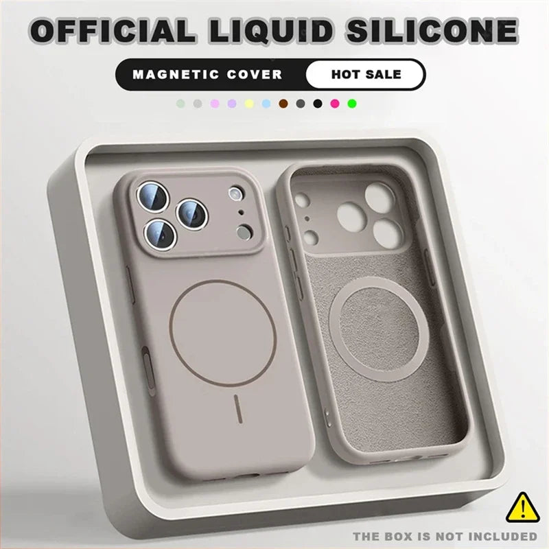 For Magsafe Liquid Silicone Phone Cases For iPhone 17 16 15 14 13 12 Pro Max 16 Plus Air Case Magnetic Wireless Charging Cover Car Mobile World