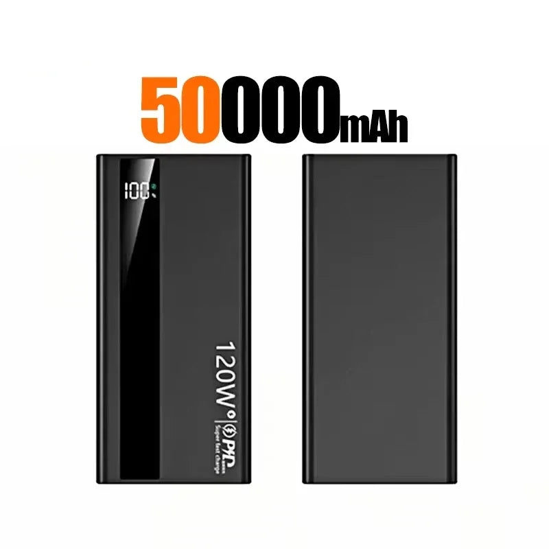 Lenovo 50000mAh Powerbank 120W Super Fast Charging Portable Battery Charger Ultra Capacity LED Digital Display For iPhone Car Mobile World