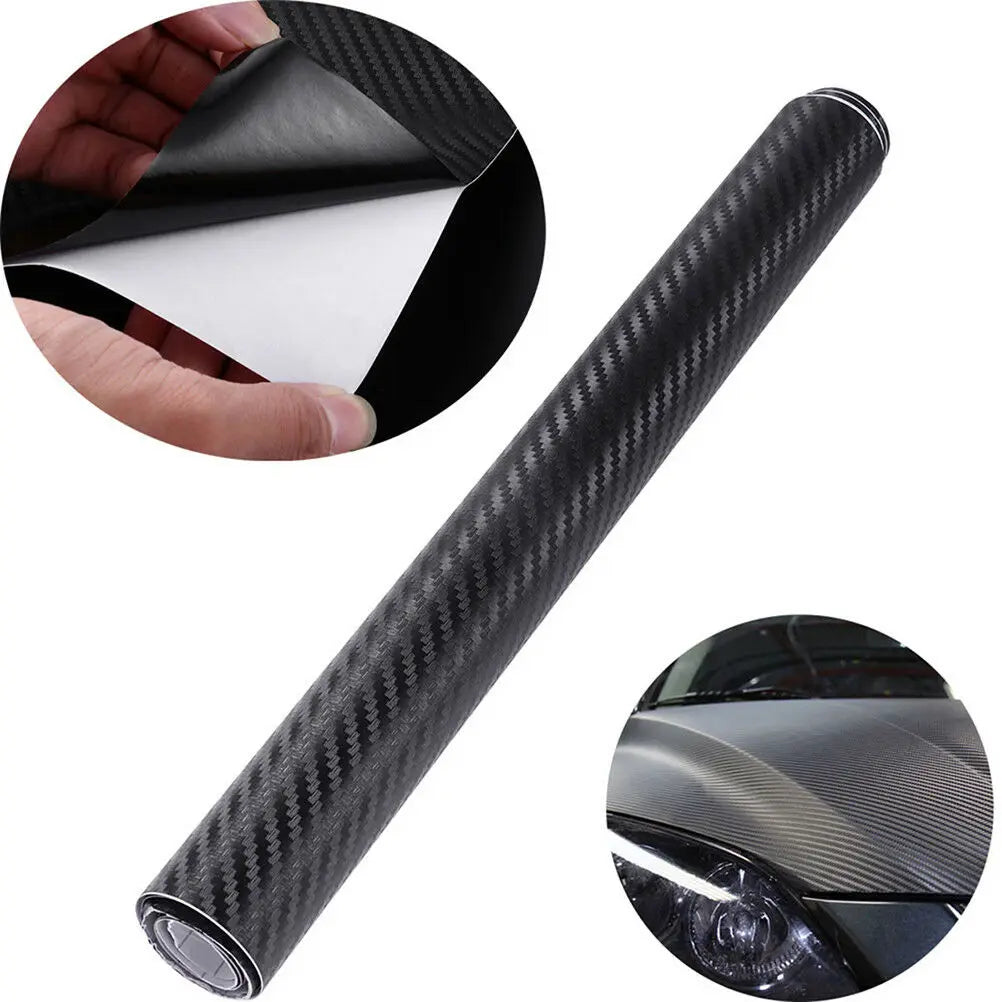 5/10cm DIY 3D Black Carbon Fiber Vinyl Car Wrap Sheet Roll Film Sticker Decal Door Sill Anti-Scratch Protector Tape Film Car Mobile World