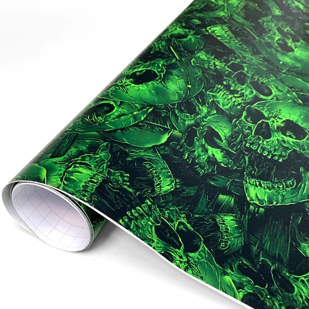 Car Stickers Anime Car Foil Ring Air Release Waterproof Green Skull Automotive Vinyl Wrap Body Film Auto Outdoor Accessories Car Mobile World