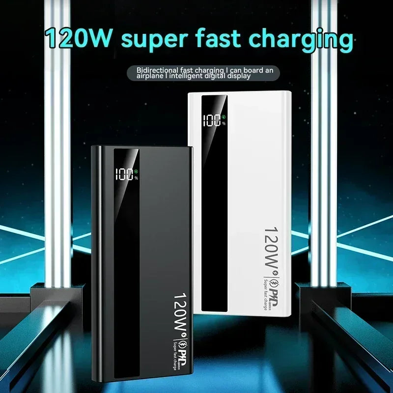 VIVO 500000mAh High Capacity Power Bank 120W Super Fast Charging External Battery Portable Battery Charger For iPhone Samsung