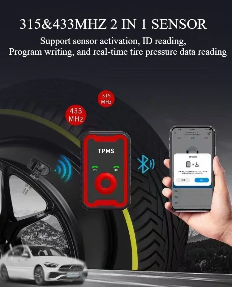 Programable TPMS Sensors 2 in 1 433MHz+315MHz Support Programing with CELL PHONE CM World