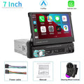 1 Din MP5 Player 7 Inch Carplay Android Auto Universal  Manual Automatic Retractable Touch Screen Car Player FM Radio CM World
