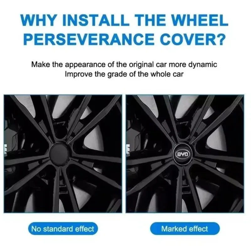 4PCS Car Wheel Center Hub Caps Cover Sticker Decals For BYD Atto Yuan Plus Song Plus Seal Seagull Dolphin Sealion Accessories
