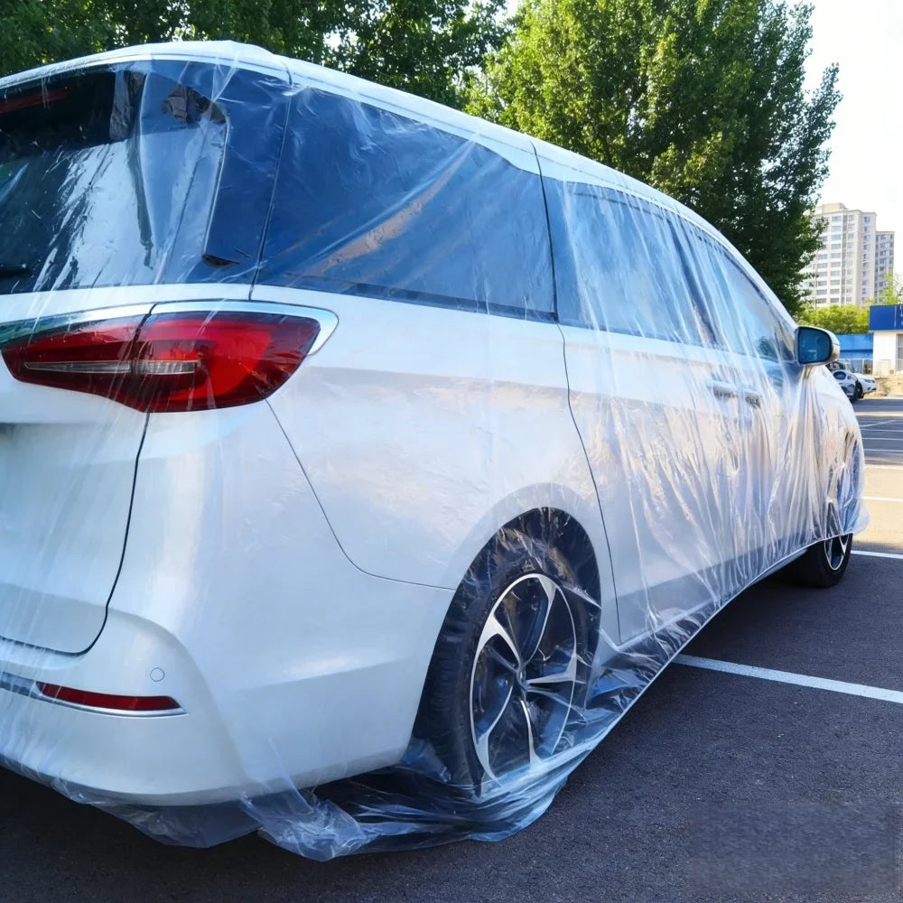 Disposable car dust cover with rainproof, anti fouling, anti falling leaf, convenient and thickened dust cover for car clothes