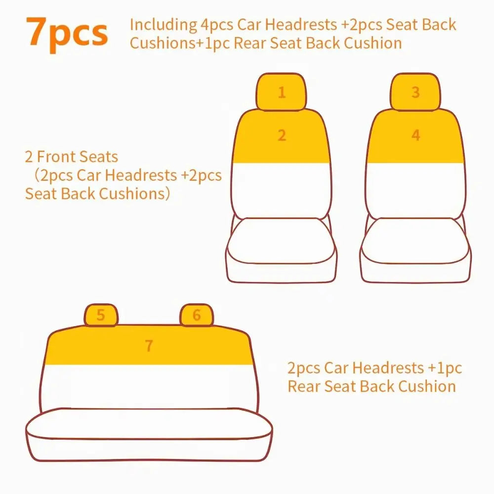 7Pcs Embroidered Car Seat Cover Breathable Universal Car Half Seat Cover Lace for Toyota Corolla Car