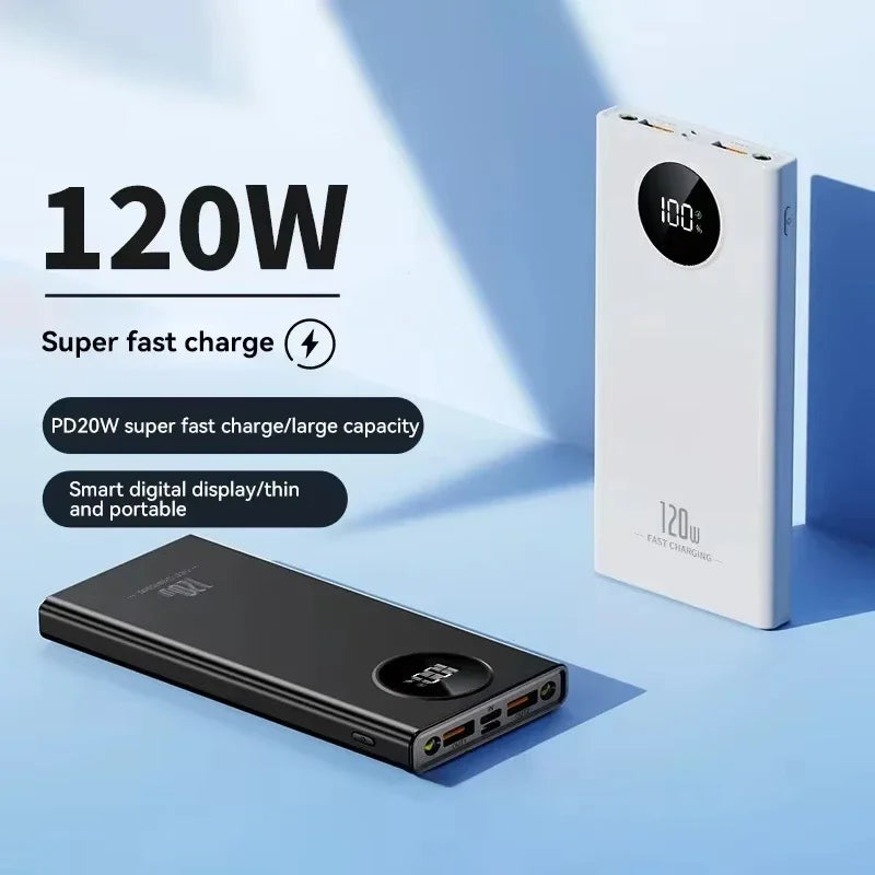 200000mAh Power Bank 120W Super Fast Charging PD20W Dual Way Digital Display Airplane Safe CCC For iPhone Samsung Xiaomi