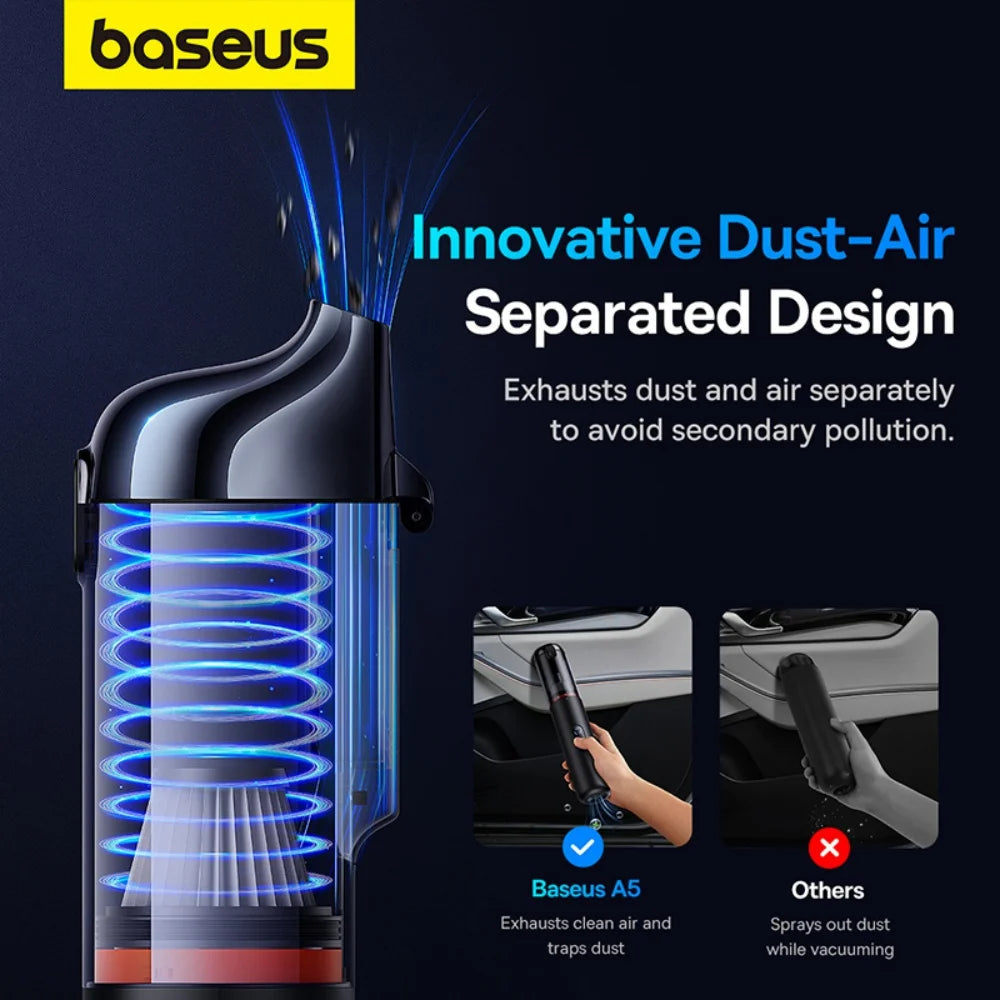 Baseus A5 16000Pa Wireless Car Vacuum Cleaner Powerful Portable Handheld Automotive Mini Vacuum Cleaner for Car Home PC Machine Car Mobile World