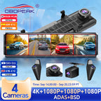 4K Dash Cam 4-Channel Record 1080P ADAS BSD Car DVR WIFI APP Rear View Mirror Auto Video Recorder Camera Ultra HD 24H Parking