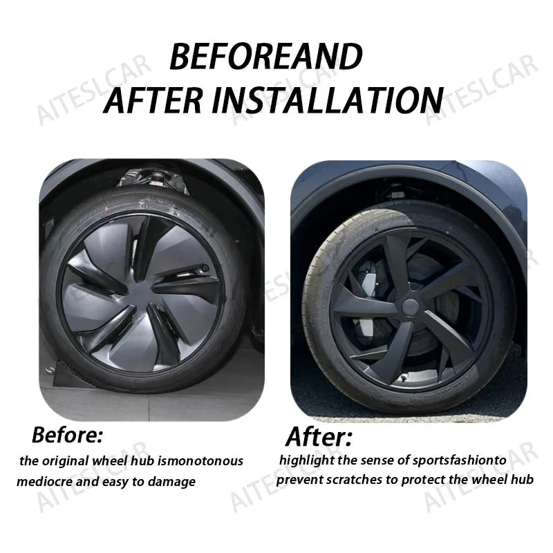 4PCS 19 Inch HubCap for Tesla Model Y Juniper 2025 Hubcap Performance Replacement 19''Crossflow Wheels Cover Full Rim Accessorie CM World
