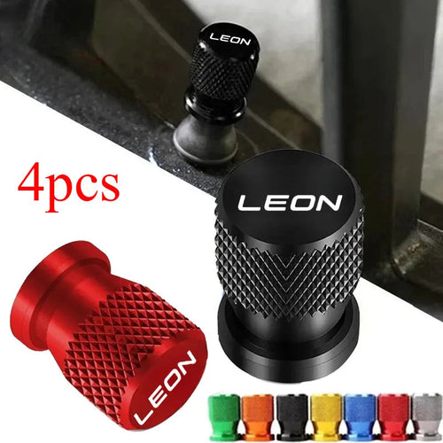 4pcs Auto CNC Badges For Seat Leon Car Wheel Tire Valve Caps Tyre Stem Covers Airdust Waterproof Accessorie CM World