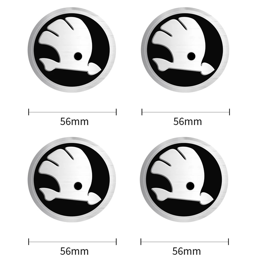 4pcs 56/60/65/68mm Car Wheel Center Hub Caps Stickers Cover Accessories For Skoda Rapid Scala Kodiaq Fabia Kamiq Karoq Octavia 3
