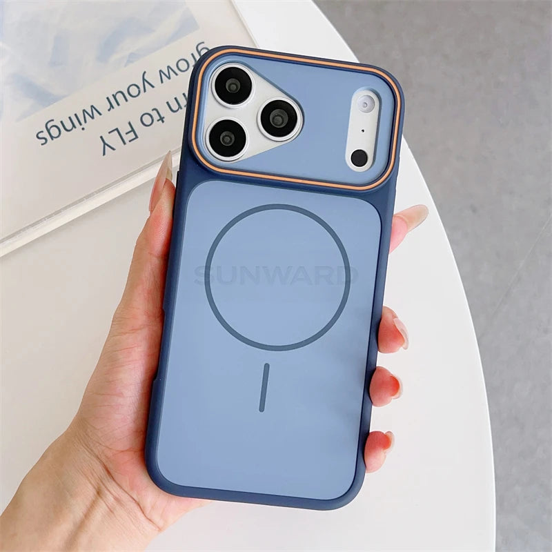 Luxury Two Color Magnetic Matte Shockproof Case for iPhone 17 16 15 14 13 12 Pro Max Air Plus For Magsafe Wireless Charge Cover
