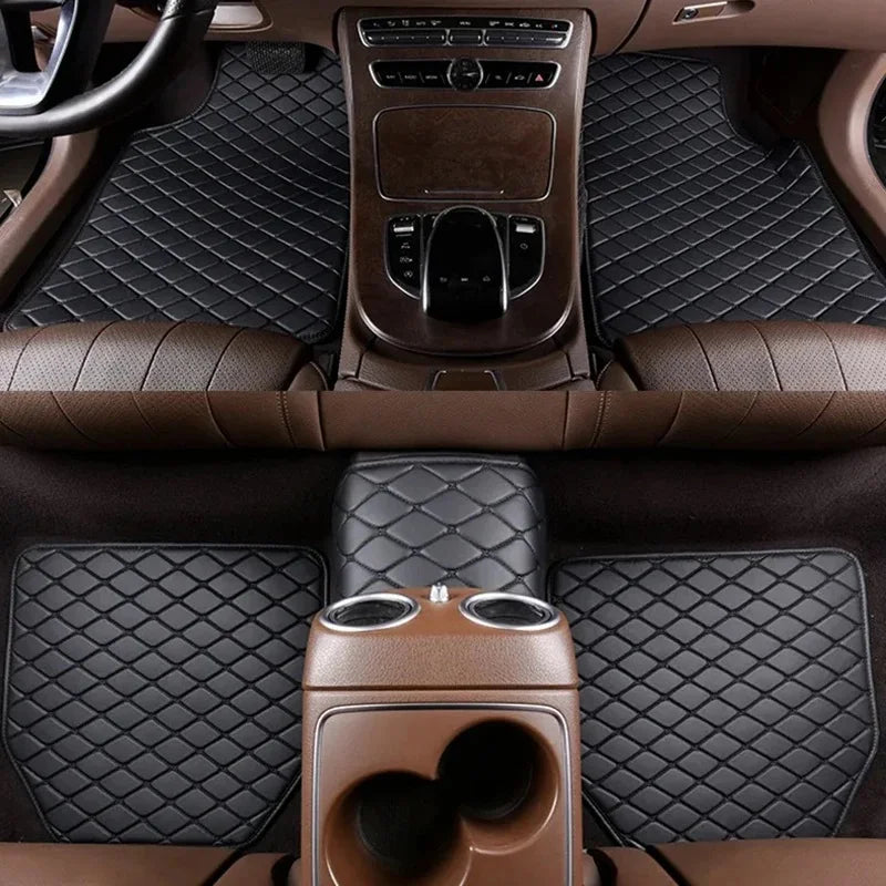 5PCS Universal Car Floor Mats PU Leather Waterproof Auto Foot Pad Protector Carpet Front and Rear Mats Set Auto Accessories