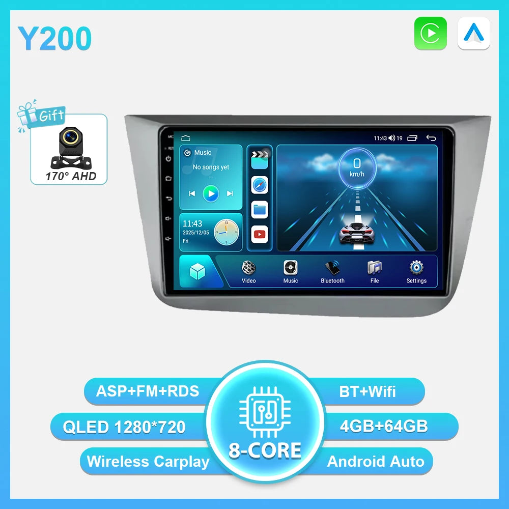 Android 16 Car Radio Autoradio For Seat Altea XL Toledo 2004-2015 Multimedia Player GPS Navigation Wireless Carplay Auto WIFI BT