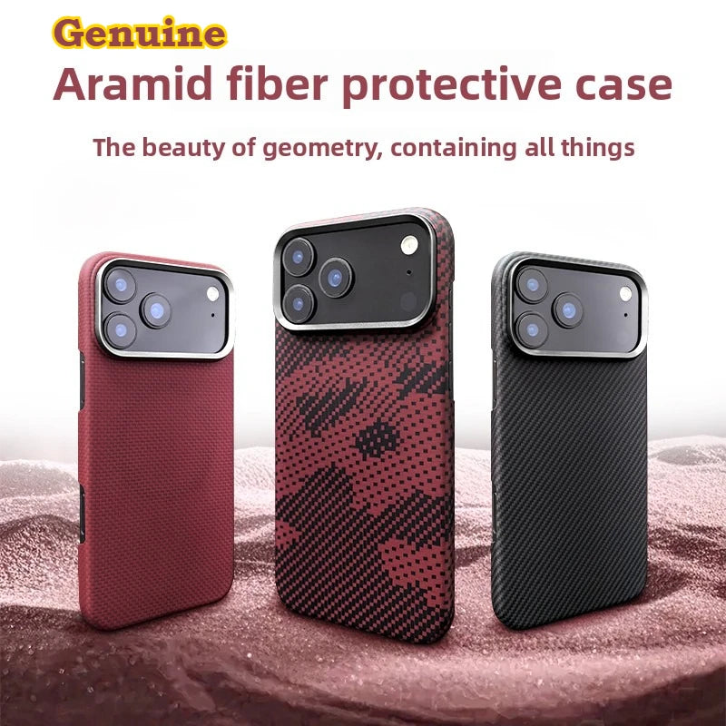 Ultra Slim Real Aramid Kevlar Carbon Fiber Business Case For IPhone 17 Air Pro Max Magnetic Charging Shockproof Protective Cover Car Mobile World