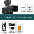 4K 2160P Ultra HD Dash Cam Night Vision With Back 2.5K 1440P Rear Car Video Camera WiFi GPS Logger G-Sensor Loop Recording