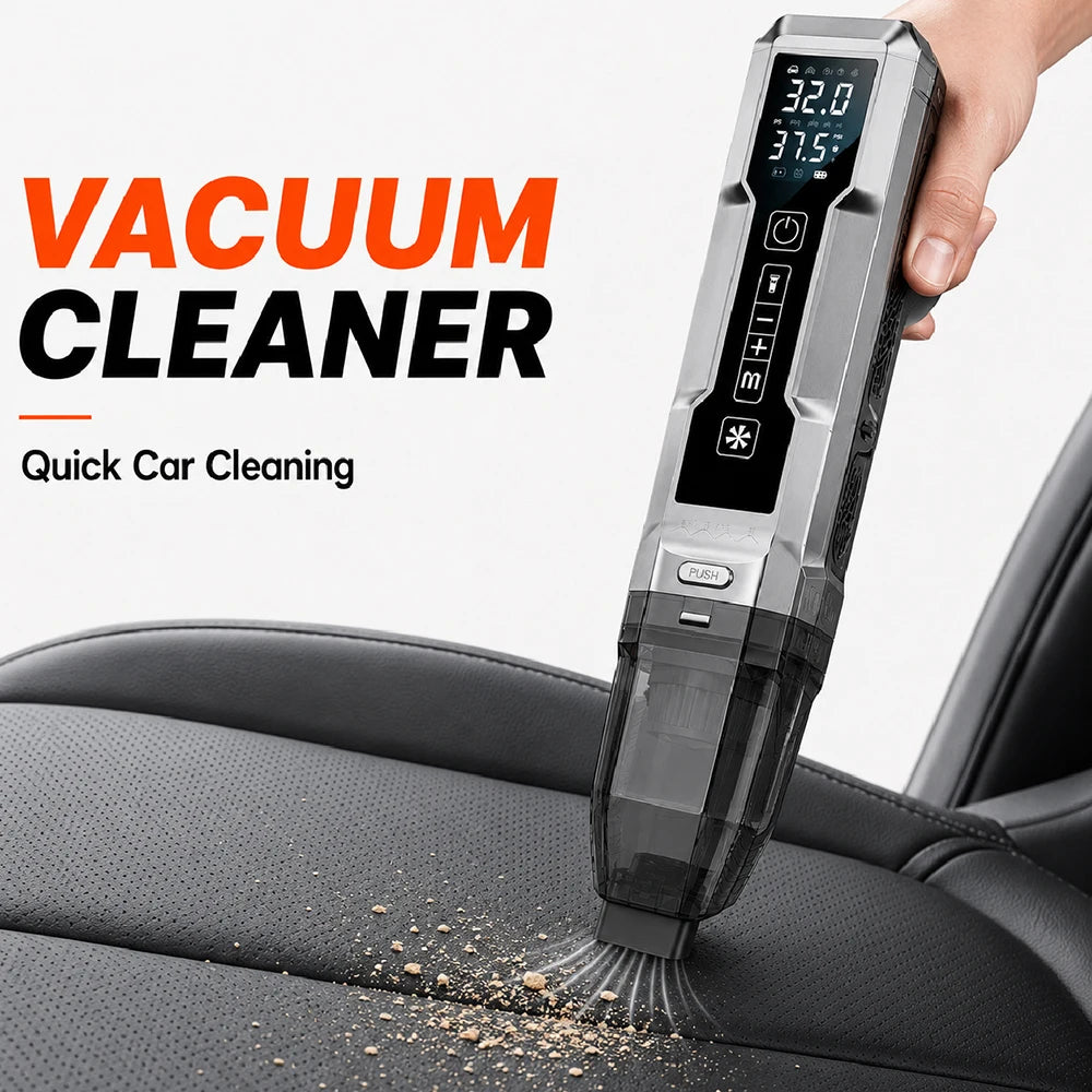 Vyvylabs Car Jump Starter Tire Inflator Vacuum Cleaner LED Emergency Light Portable Battery Booster 4-in-1 Roadside Rescue Tool