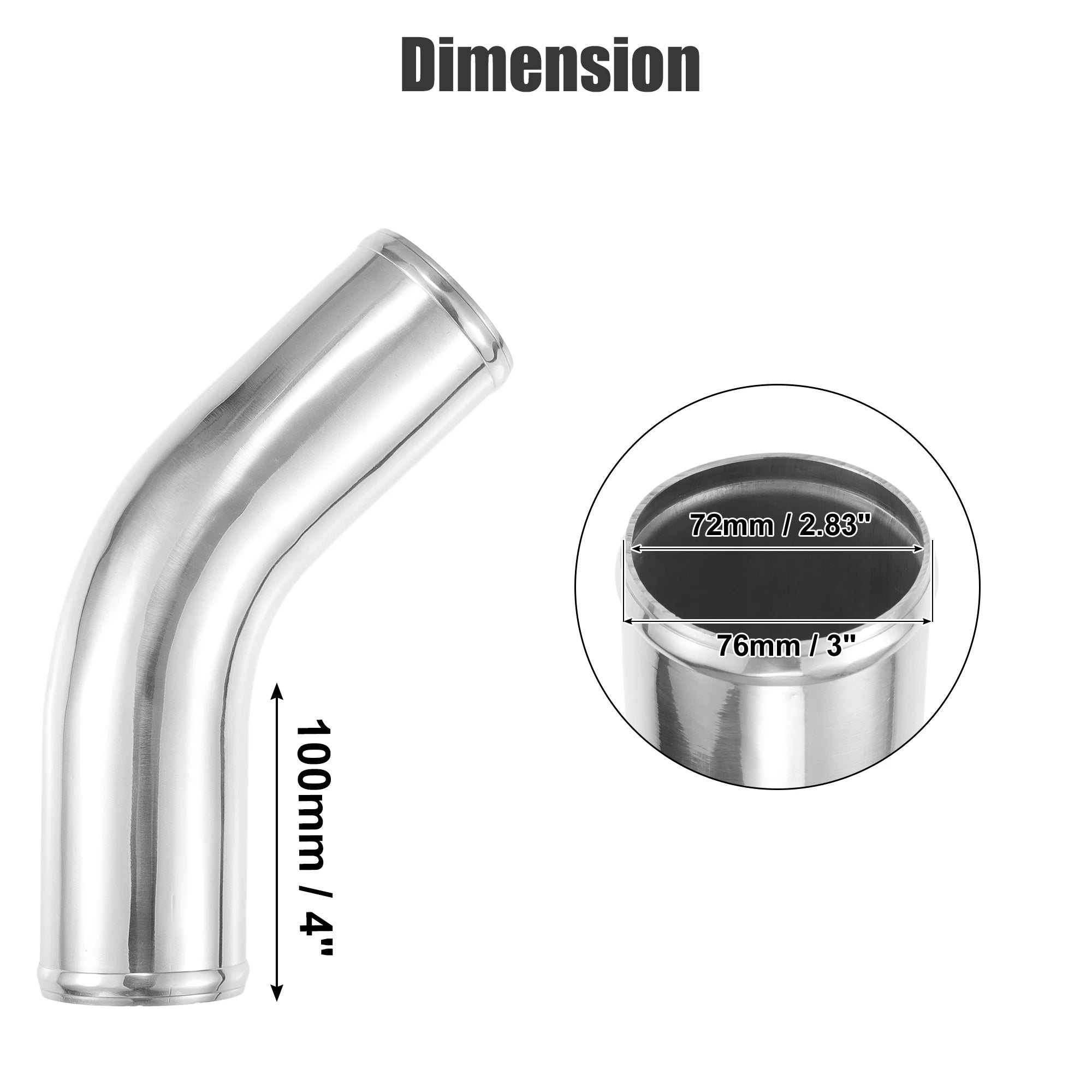 UXCELL 45 Degree OD 32-102mm Leg Length 100mm Car Aluminum Alloy Tube Intercooler Bend Elbow Pipe Air Intake Joiners Tubing CM World