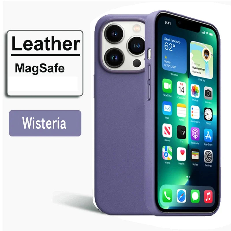 Official Magnetic Leather Case for Apple iPhone 17 Pro Max 16 13 12 14 15 Plus Original MacSafe for MagSafe Cover Accessories Car Mobile World