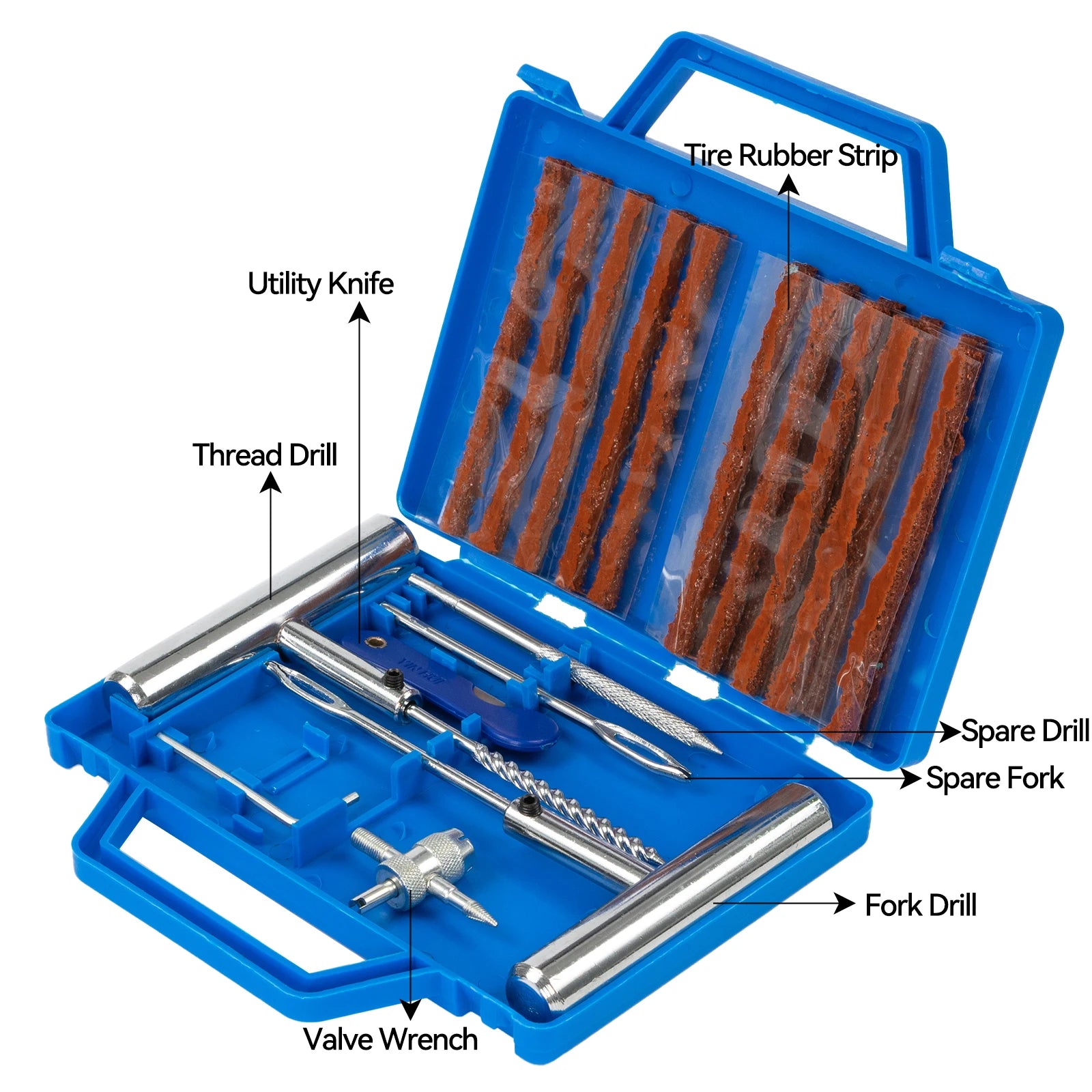 Portable Car Tire Repair Kit 23Pcs DIY Easy Repair Tyre Puncture Repair Tool For Car Motorcycles ATVS Lawnmowers Tractors Trucks CM World