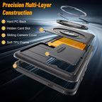 Case For Samsung Galaxy S26 Ultra S25 A57 A36 A27 Wallet Card Holder Ring Kickstand Slide Camera Military-Grade Protection Cover