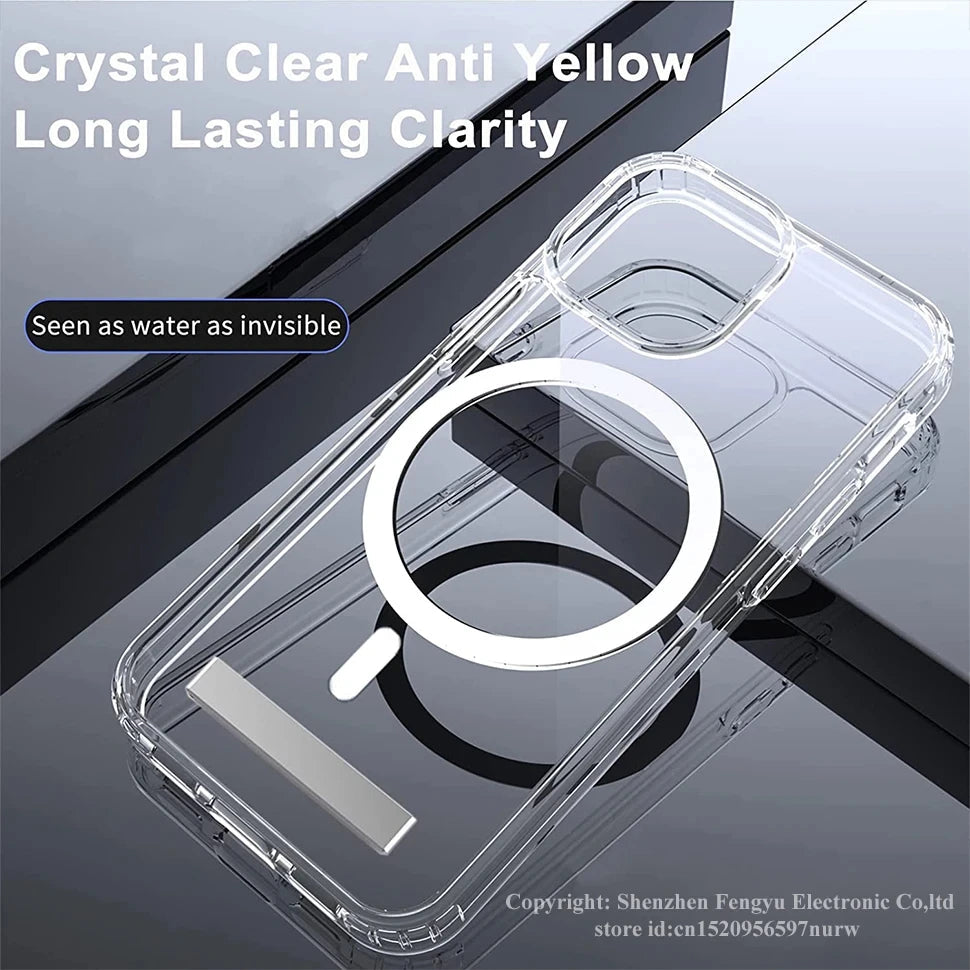 Stand Clear Magnetic Phone Case for iPhone 17 Pro Max Air 16 15 14 13 12 11 X XS Cases with Kickstand Transparent Holder Cover