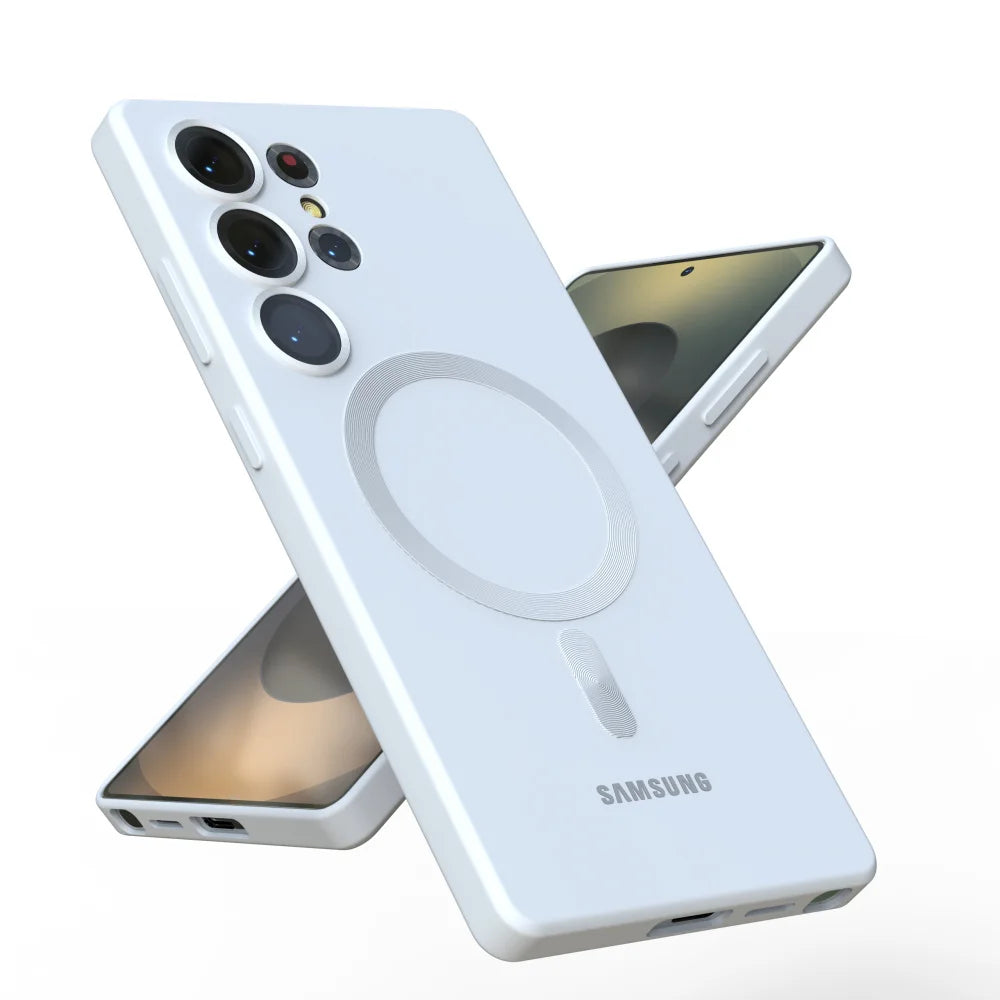 For Samsung Galaxy S25Ultra Magsafe Case S25 S24 S23 Ultra FE S26 S22 Plus A56 A36 A17 Soft Silicone Magnetic Phone Back Cover Car Mobile World