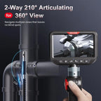 Ralcam 360° Two-Way Articulating Borescope, 5 Inch Screen Endoscope Inspection Dual Camera with 6+1 LEDs, 32G Card
