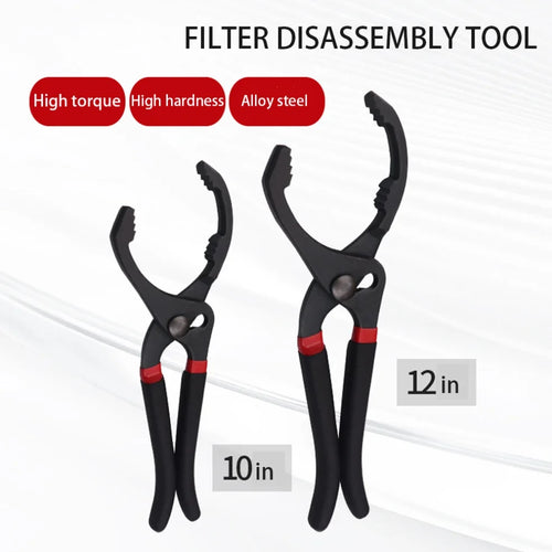 10/12 Inch Car Oil Filter Pliers Clamp Type Wrench Oil Filter Remove Disassembly Tool Filter Element Wrench for Truck Repair Car Mobile World