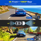 Soam 4K Ultra HD Dash Cam Car DVR Recorder Front and Rear Cam 170° Wide Angle WIFI GPS Car Camera WDR Night Vision APP Control