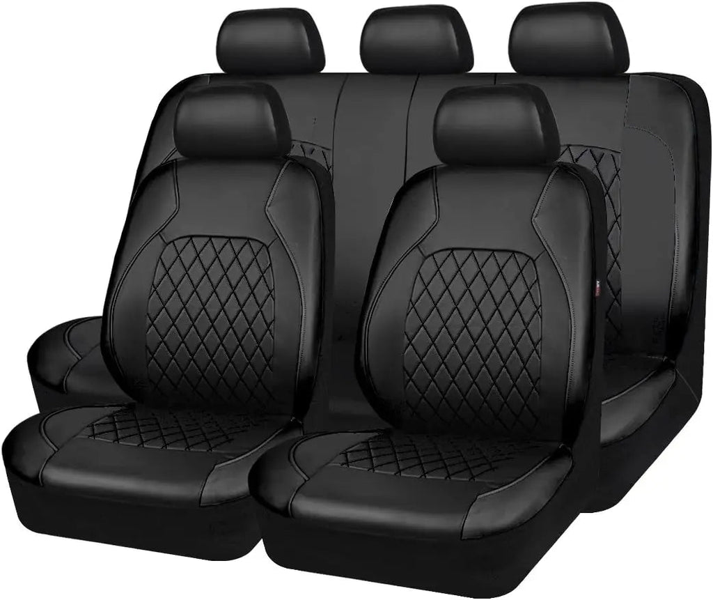 Premium Faux Leather Car Seat Covers Full Set, Airbag Compatible, Universal Fit for Cars Trucks SUVs CM World
