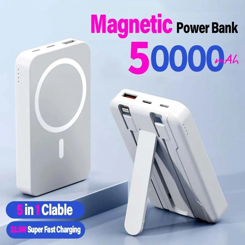 Lenovo Original Magnetic 50000mAh Powerbank External Battery Portable Charger Fast Charging For Apple iPhone Magsafes Power Bank Car Mobile World