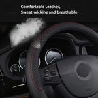 38cm Steering Wheel Cover PU Leather Anti Slip Steer Wheel Protector Breathable Fiber Braid Universal Steering Cover 1pc CM World