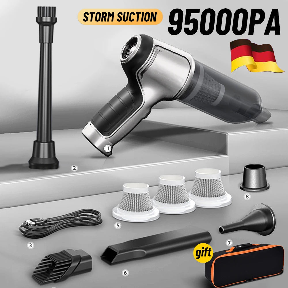 95000Pa Wireless Car Vacuum Cleaner Strong Suction Handheld Auto Vacuum Home &amp Car Dual Use Mini Vacuum Cleaner HomeAppliance CM World